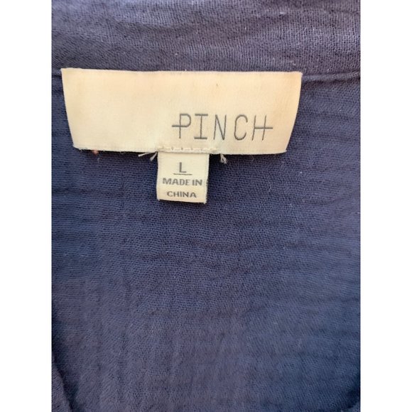 Pinch Blue 3/4 Sleeve Button Up Gauzy Rolled Tab Shirt Size L - Picture 6 of 11